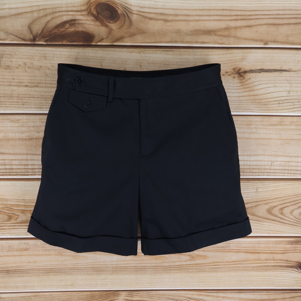 Lauren‎ Ralph Lauren Shorts Womens 8 Black Cotton Chinos Pockets Cuffed Mid Rise